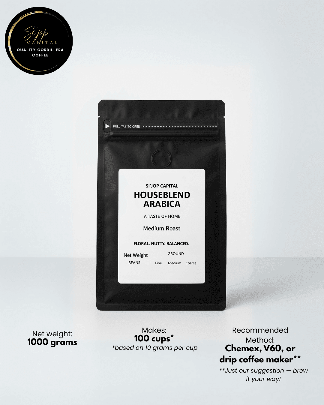 Houseblend Arabica 1000 grams - Si'jop Capital Specialty Coffee